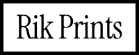 Logo reading "Rik Prints" in black within a black rectangle